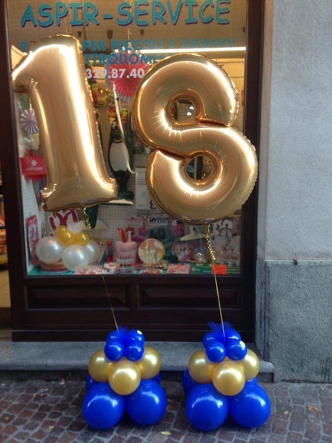 Composizione palloncini doppia blu oro 18 anni maggiorenne