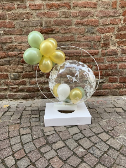 Composizione palloncini verde oro e bianco